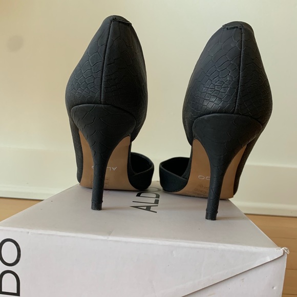 Black Crocodile Kitten ALDO Heels - Size 8.5 - Picture 6 of 7